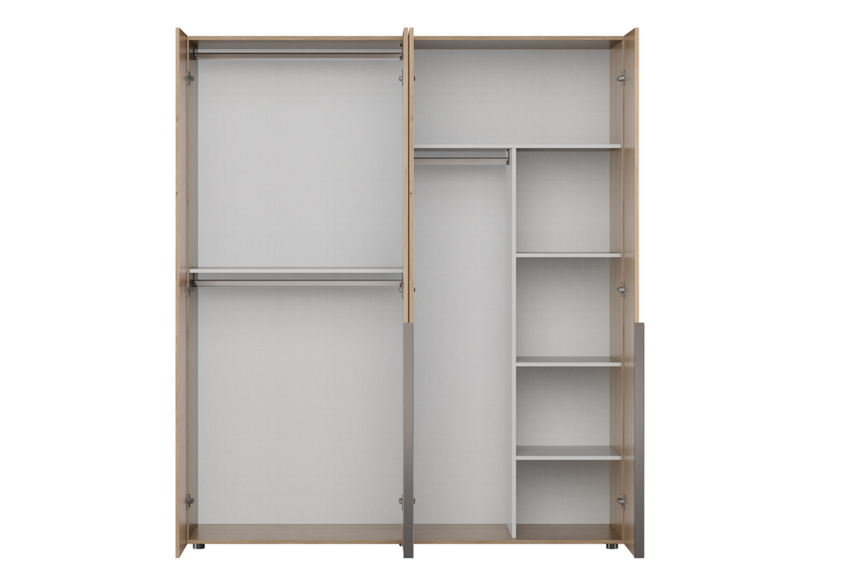 Απεικονίζεται η ντουλάπα ανοιχτή.